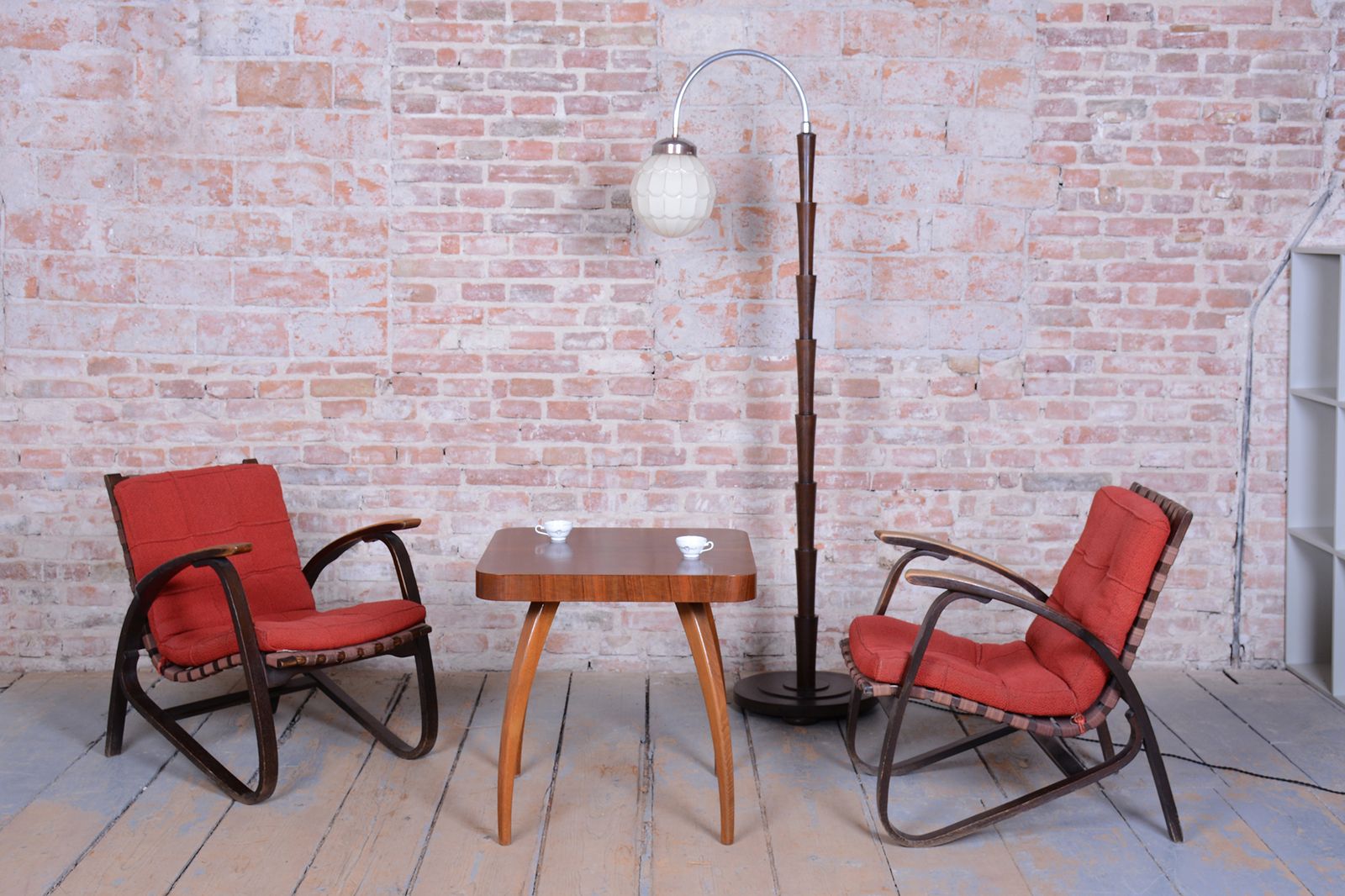 photo buy Pair Of Restored Art Deco Armchairs, Designed By Jan Vaněk, Oak, Czech, 1940s