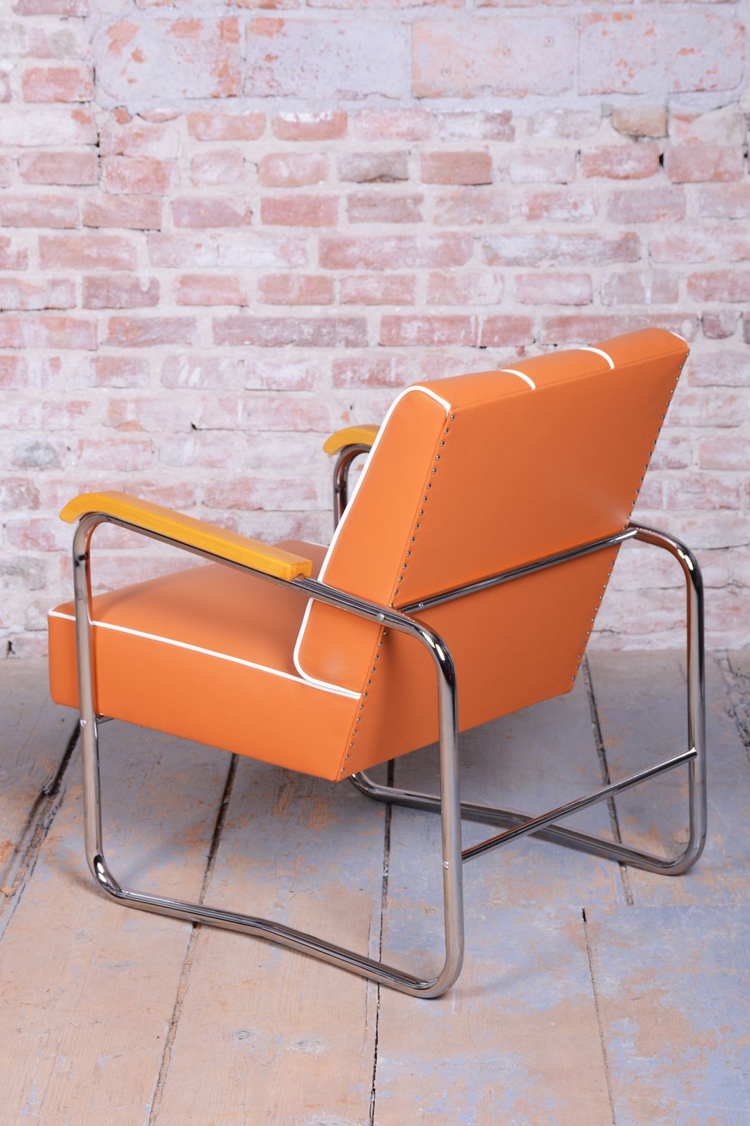 Restored Bauhaus Armchair, By K. Honzík For Vanický Praha, Chrome, Czech, 1930s photo vintage