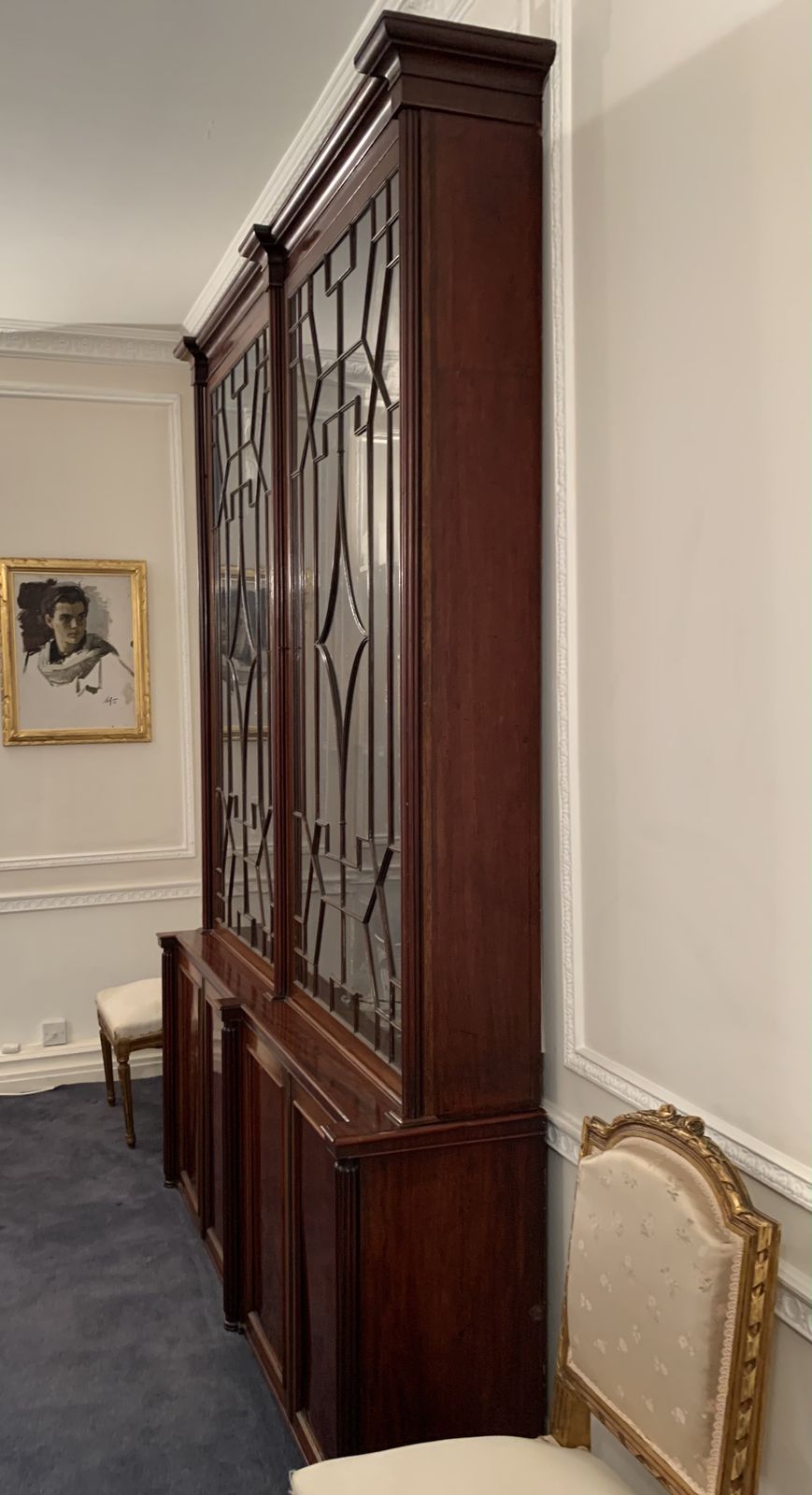 photo furniture Late Georgian Style English Astragal Glazed Mahogany Breakfront Library Bookcase