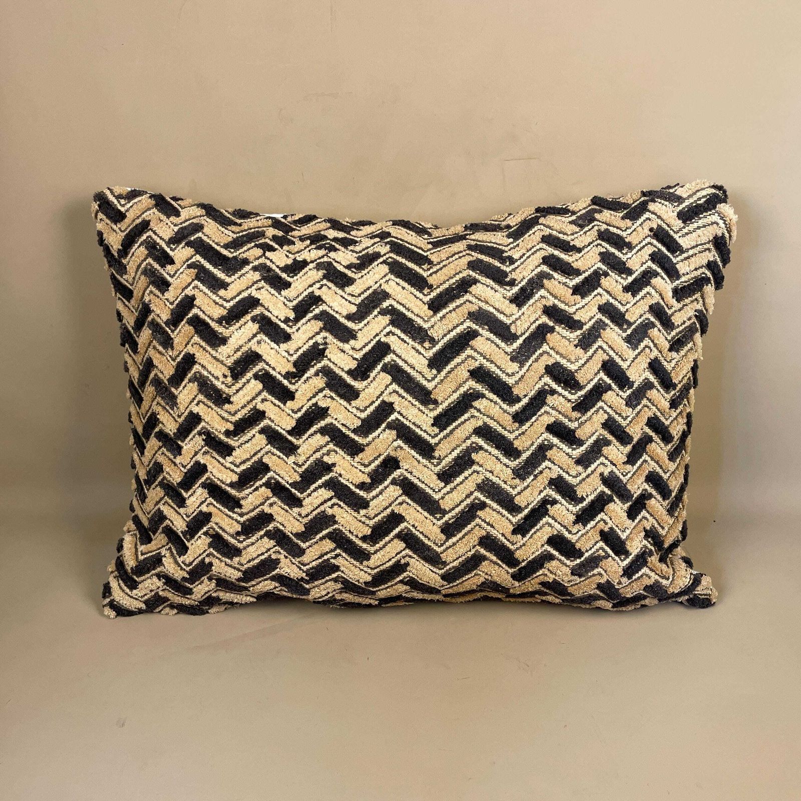 African Kuba Cloth Fabric Cushion Scatter Pillow Feather Filled Handwoven Pattern 60x45cm Vintage Original DR Congo Mud Handmade Rectangle