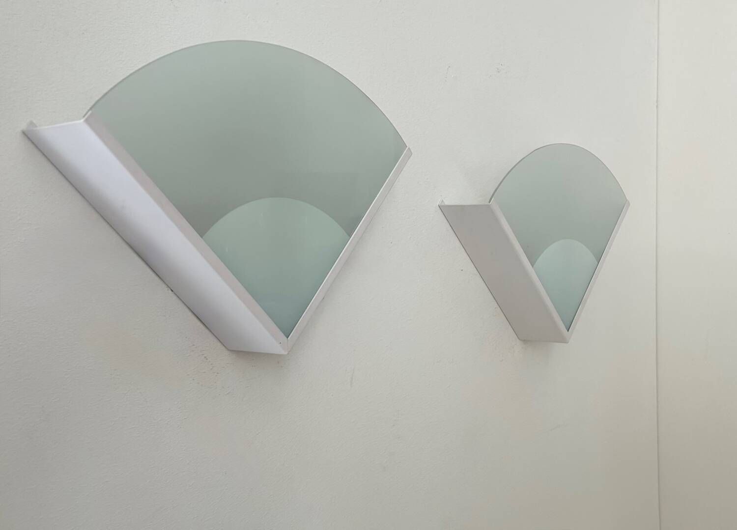 Pair Of Vintage Metal And Sandblasted Glass Wall Lights, France 1970 photo furniture