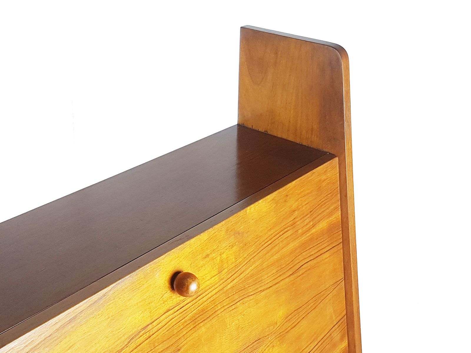 Mid Century Modern Wooden Drop Off Wall Secretary Attributed To Marcel Gascoin, 1950s photo vintage