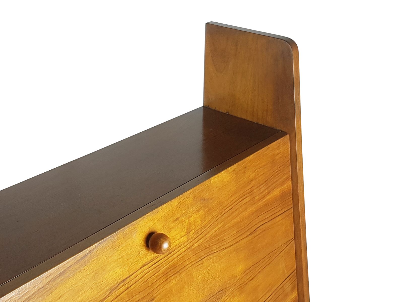 Furniture Mid Century Modern Wooden Drop Off Wall Secretary Attributed To Marcel Gascoin, 1950s photo