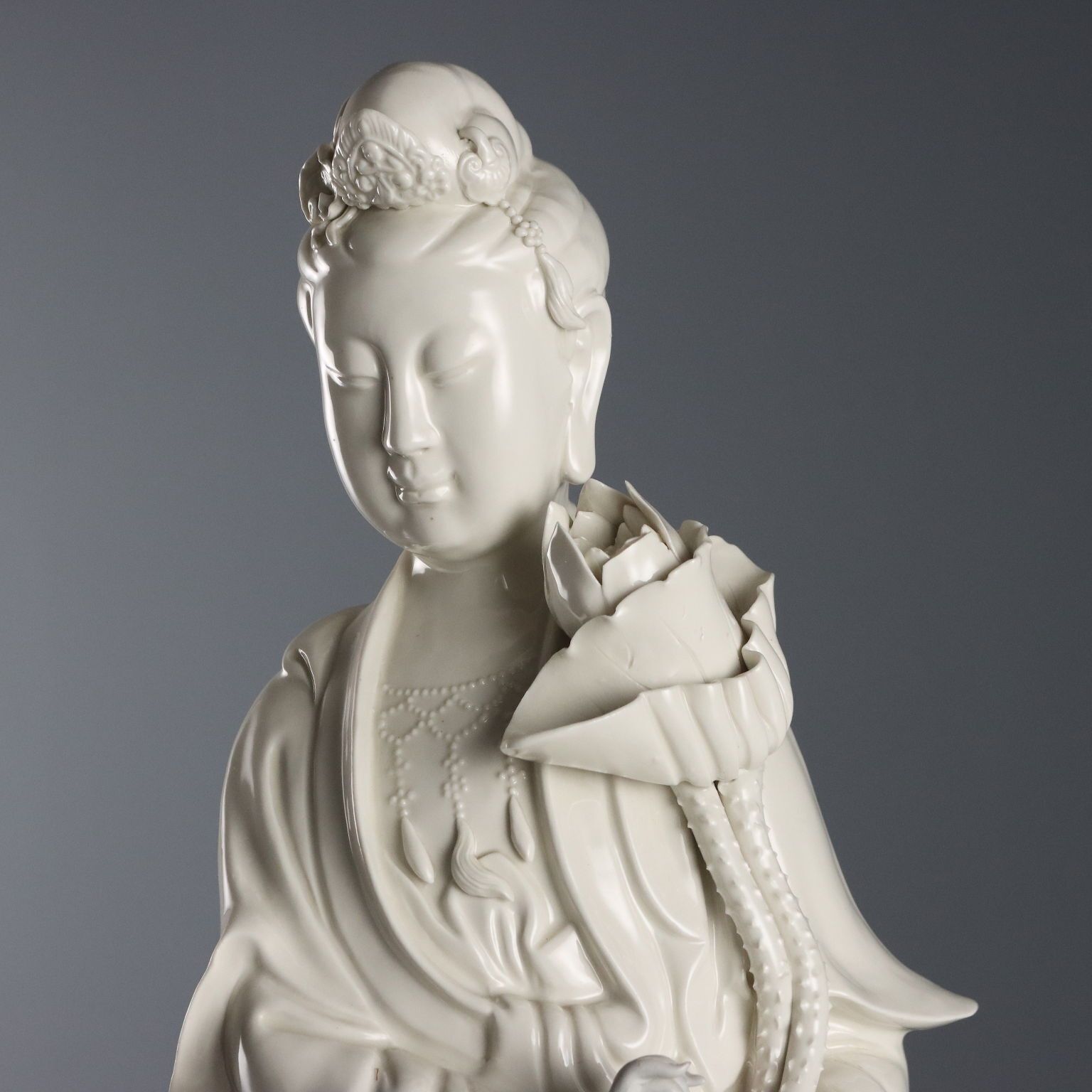 Antique Sculpture Guanyin Porcelain China XX Century photo for sale