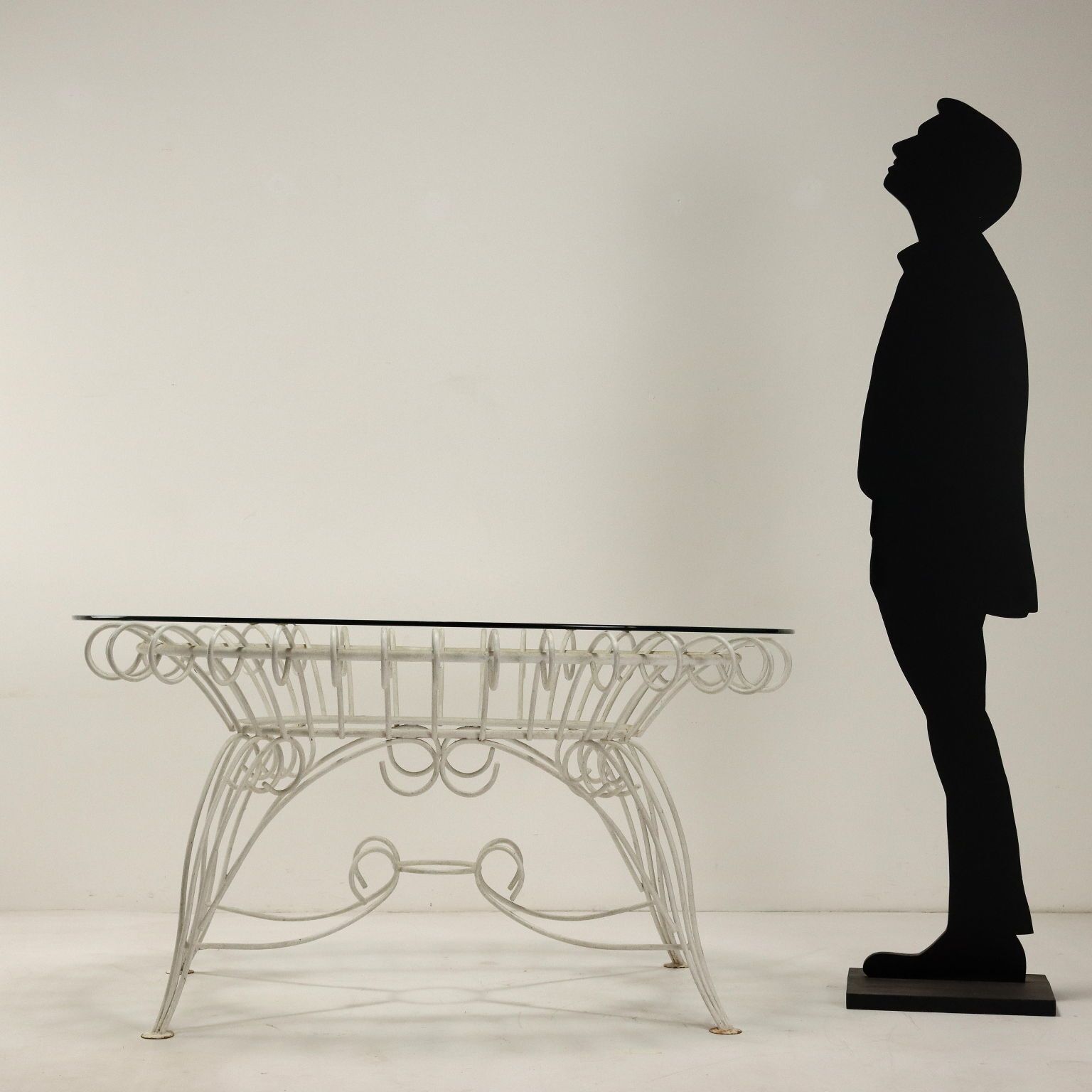Vintage Garden Table White Enamelled Iron Italy 1960s photo furniture
