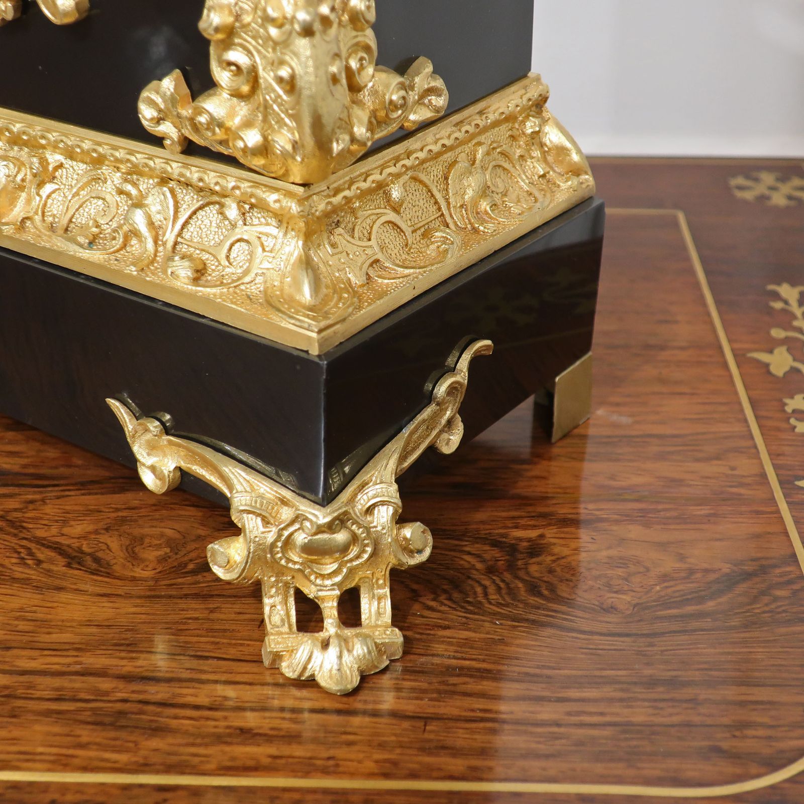 French Rococo Style Black Slate And Bronze Gilt Mantel Clock By Japy Freres photo 1665.0
