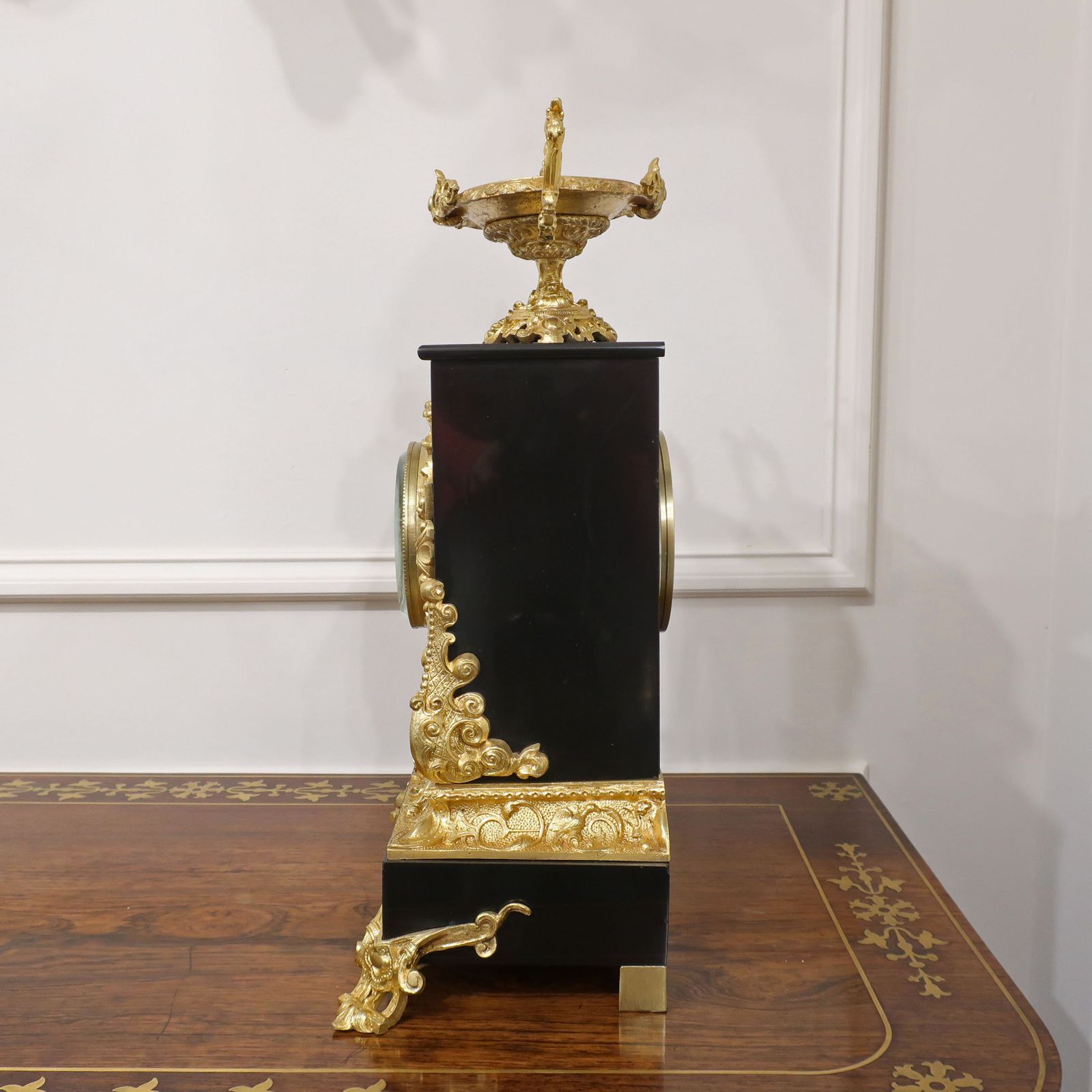 photo furniture French Rococo Style Black Slate And Bronze Gilt Mantel Clock By Japy Freres