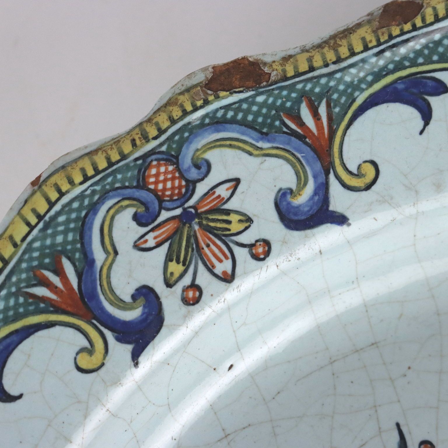 Antique Plate Rouen's Majolica France Mid XIX Century photo Home Decor