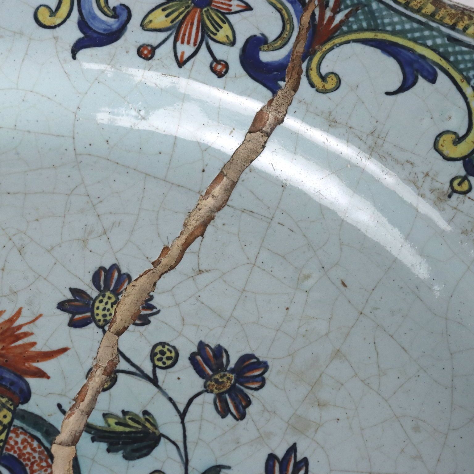 Antique Plate Rouen's Majolica France Mid XIX Century photo vinterior