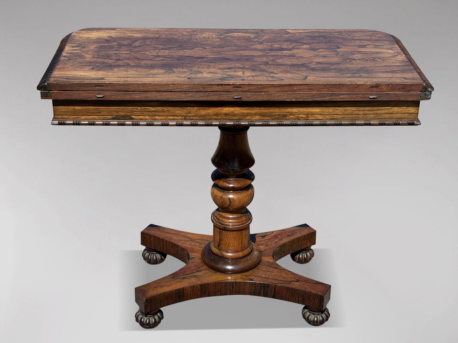 Furniture 19th Century William IV Period Rosewood Fold Over Card Table photo
