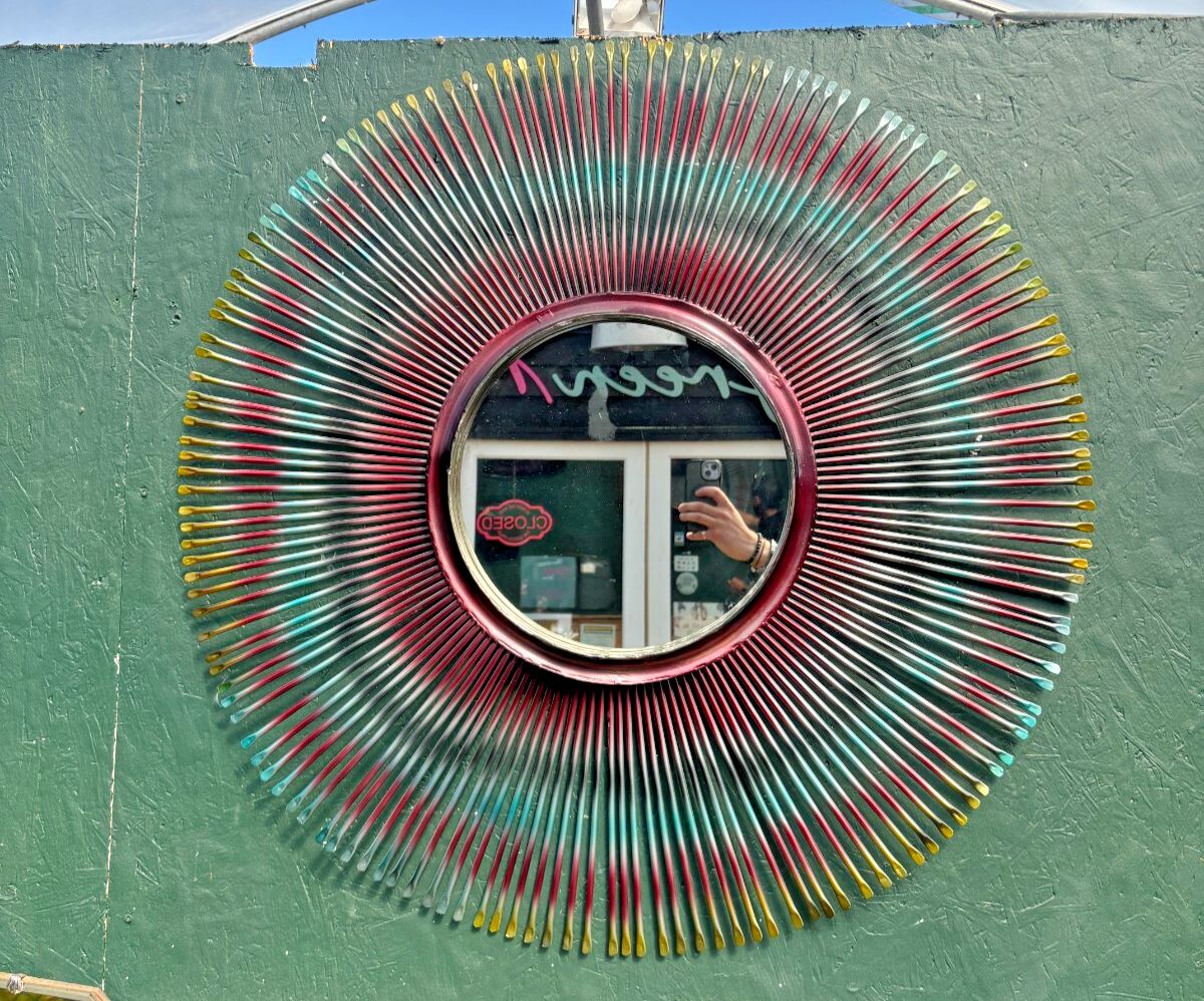 Home Decor Large Mid Century Possible French Sunburst Steel Multicoloured Mirror photo