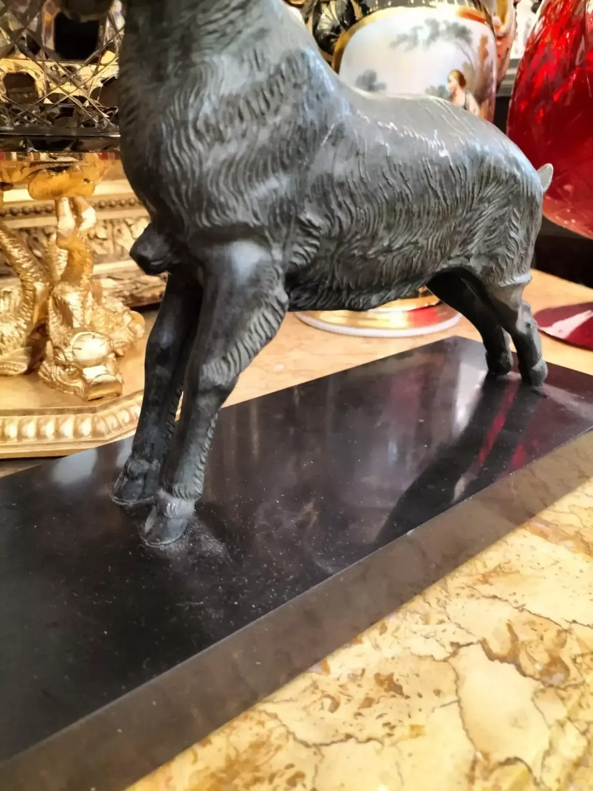 Dynamic Animal Sculpture Of Goats In Bronze, 20th Century photo buy