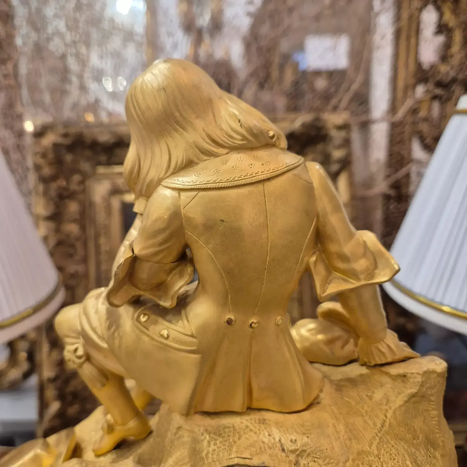 19th Century Charles X Clock With A Statue Of A Romantic Young Nobleman. photo for sale