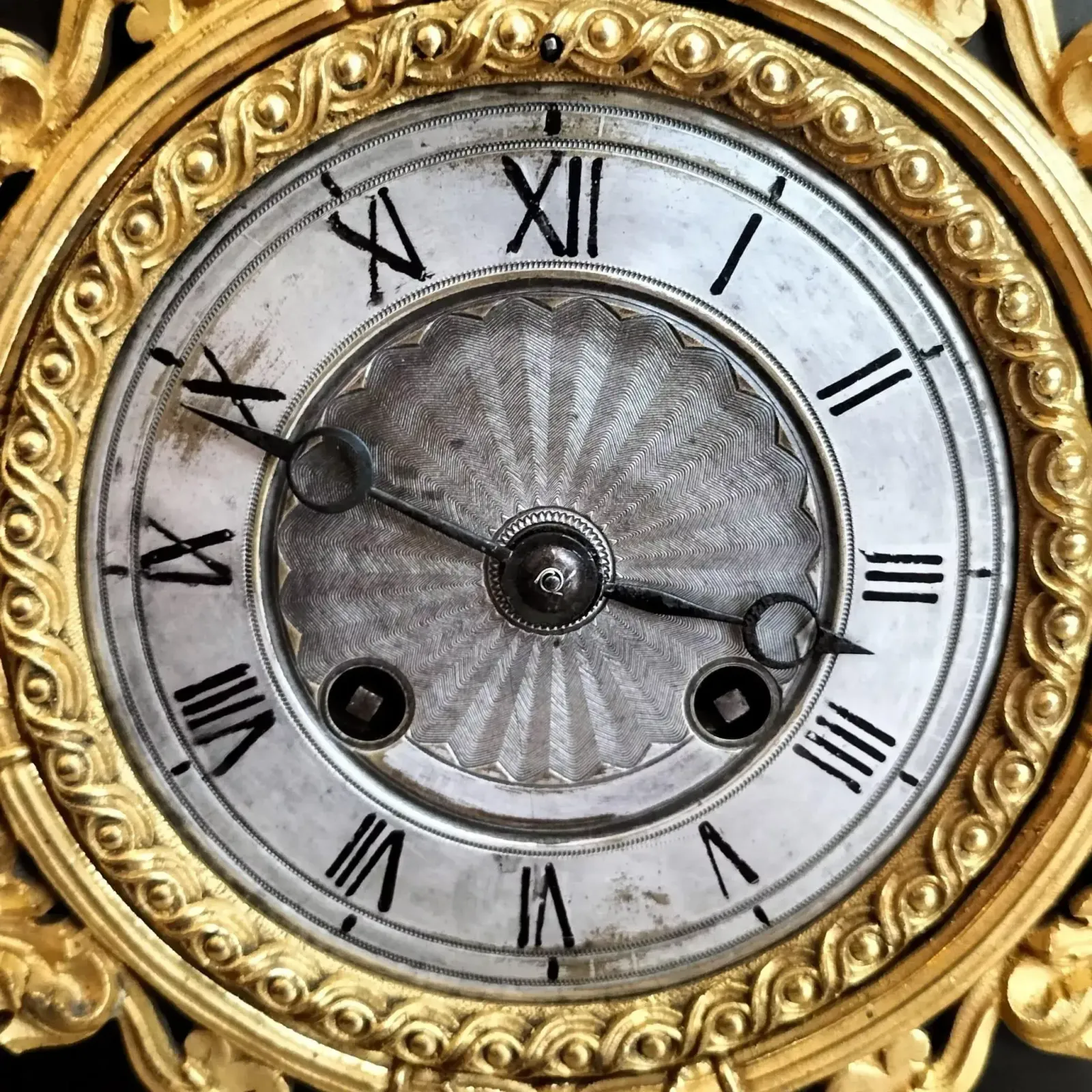 Empire Clock In Representing A Horse And A Dog In Gilt Bronze, 19th Century photo Home Decor