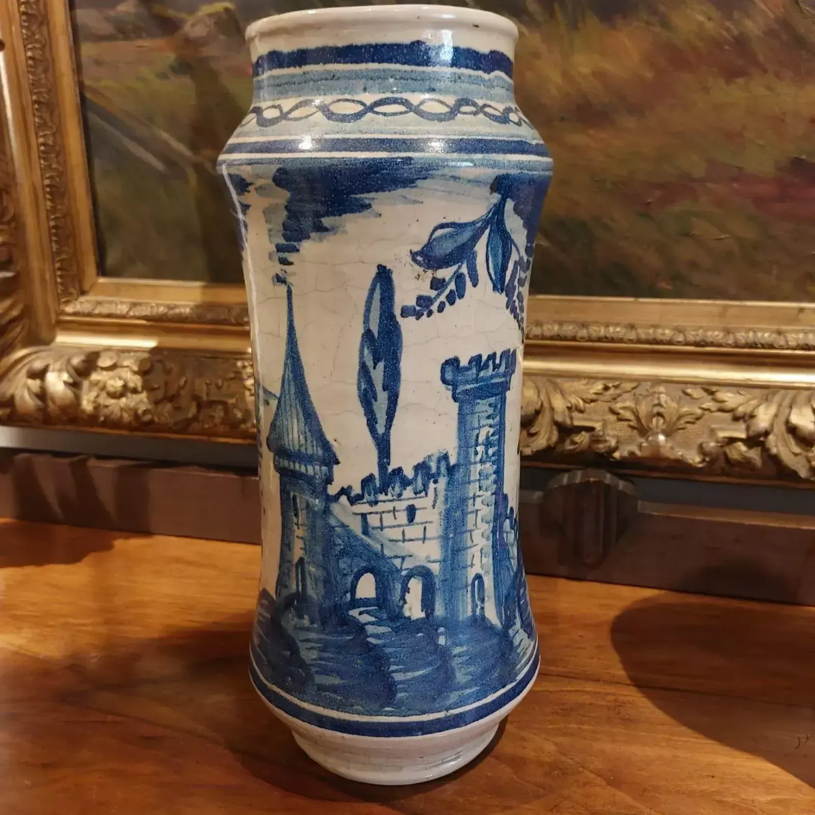 Pair Of 18th Century Albarello Drug Jars In Maiolica photo buy