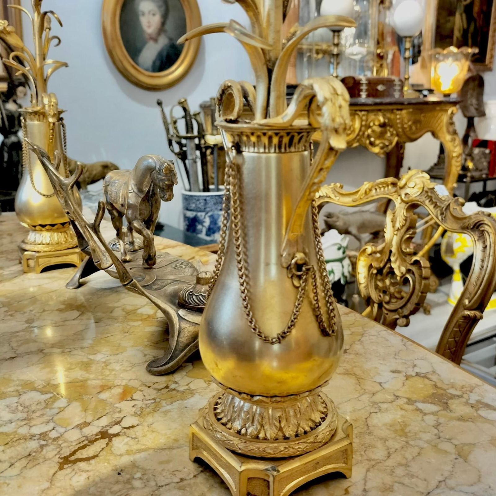 Pair Of Gilded Candlesticks With Floral Pattern From Louis XVI (1774 1792) photo vinterior