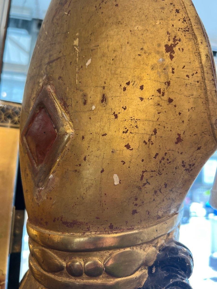 6094.0 Late 17th Century Reliquary Bust Of A Bishop In Gilded Wood photo