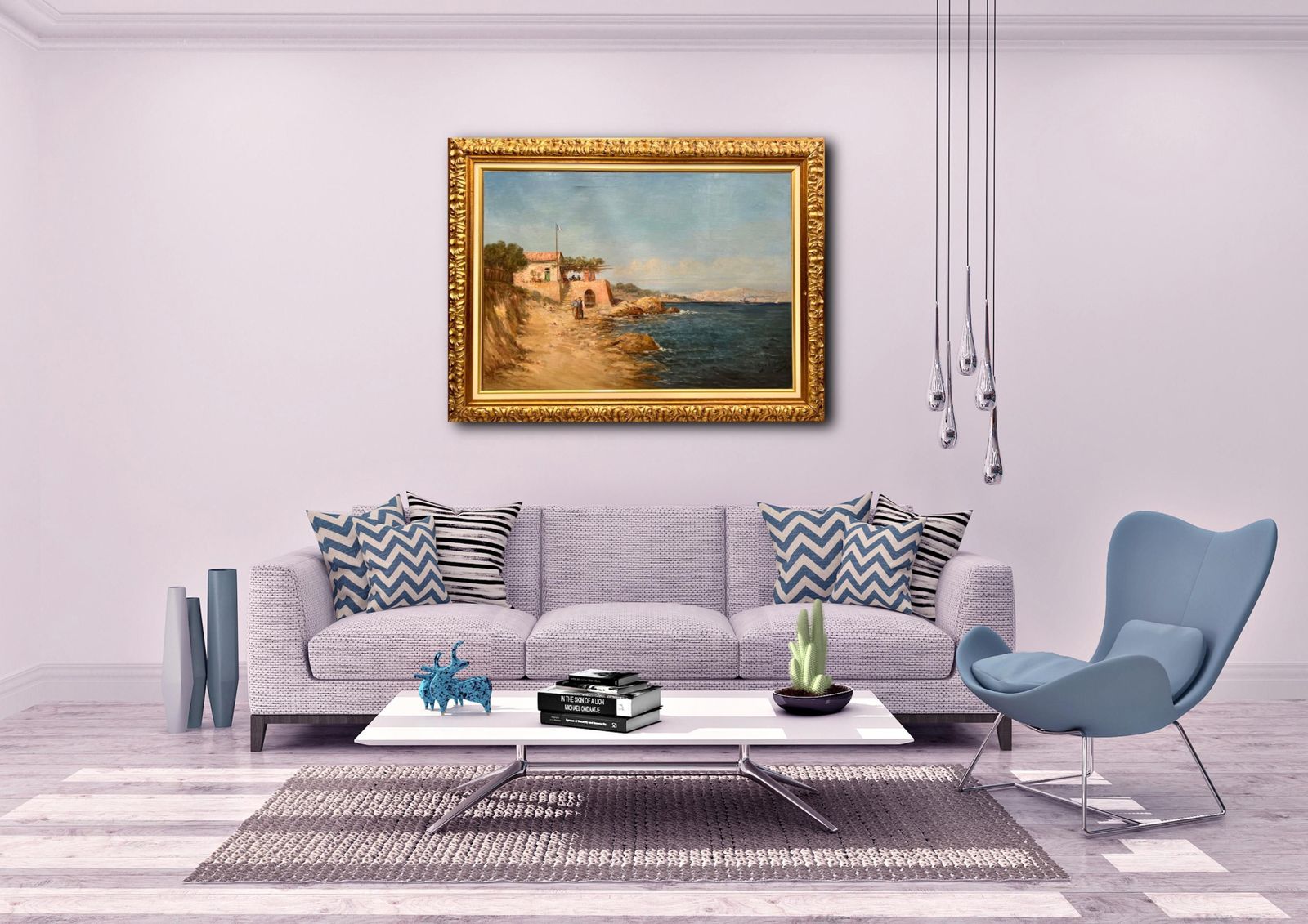 19th Century Oil Painting Of A French Coast By Emile Godchaux (1860 1938) photo 3149.0
