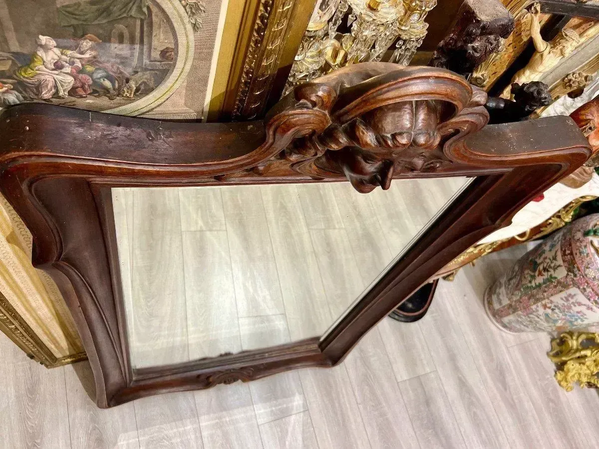 Art Nouveau Mirror In Solid Mahogany, In The Style Of Eugene Vallin photo vinterior