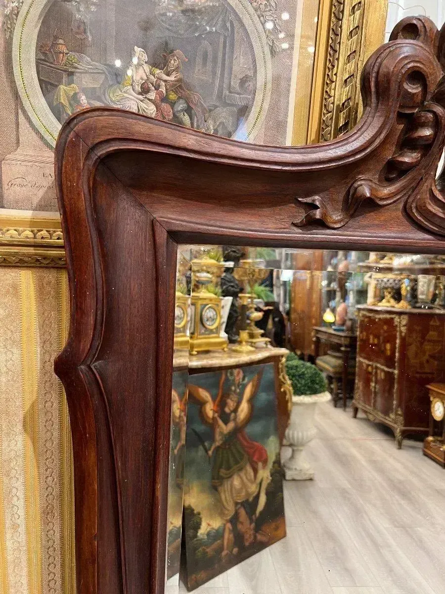 Art Nouveau Mirror In Solid Mahogany, In The Style Of Eugene Vallin photo buy