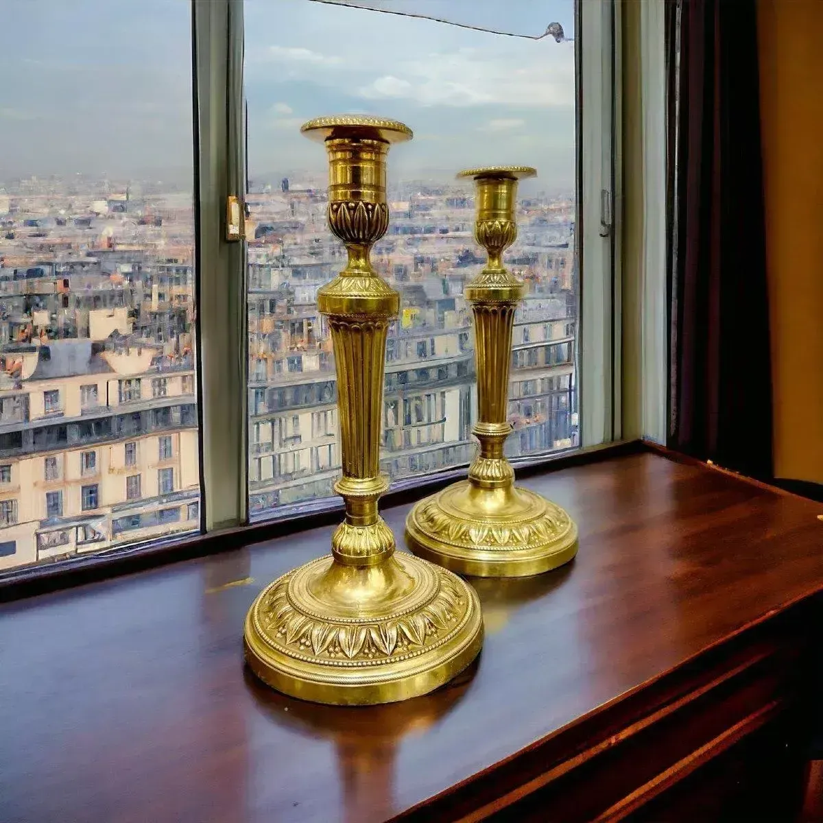 Pair Of Gilt Bronze Candlesticks From The Bourbon Restoration Period photo Home Decor