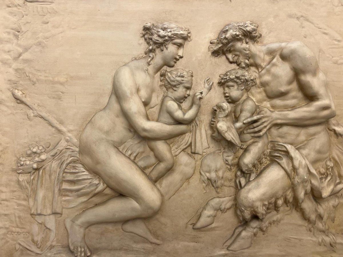 19th Century Framed Relief Sculpture, Inspired By The Style Of Clodion photo vintage
