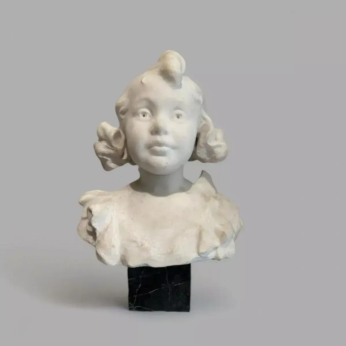 Late 19th Century Carrara Marble Bust Of A Young Girl photo for sale