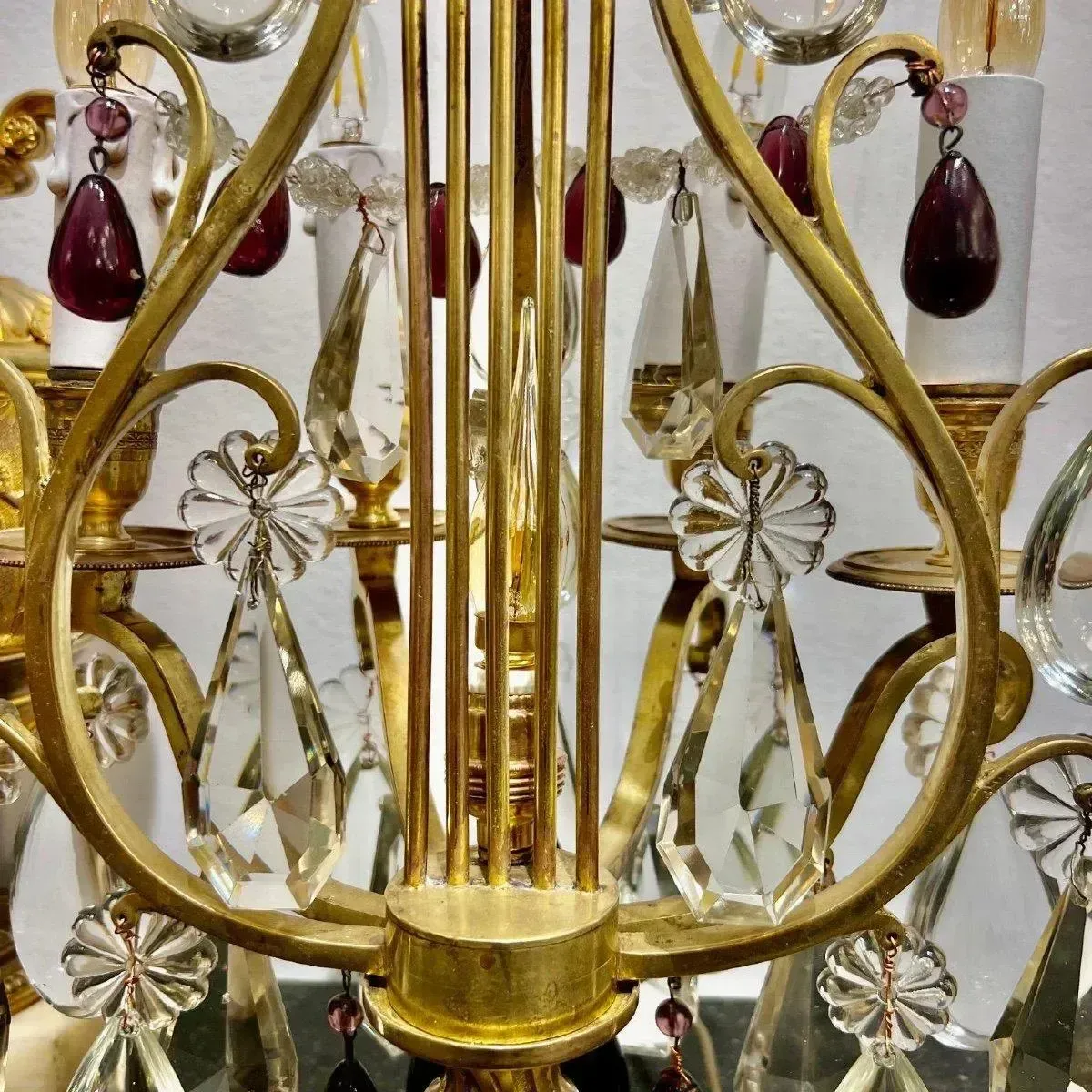 Late 19th Century Pair Of Lyre Shaped Four Light Candelabras photo for sale