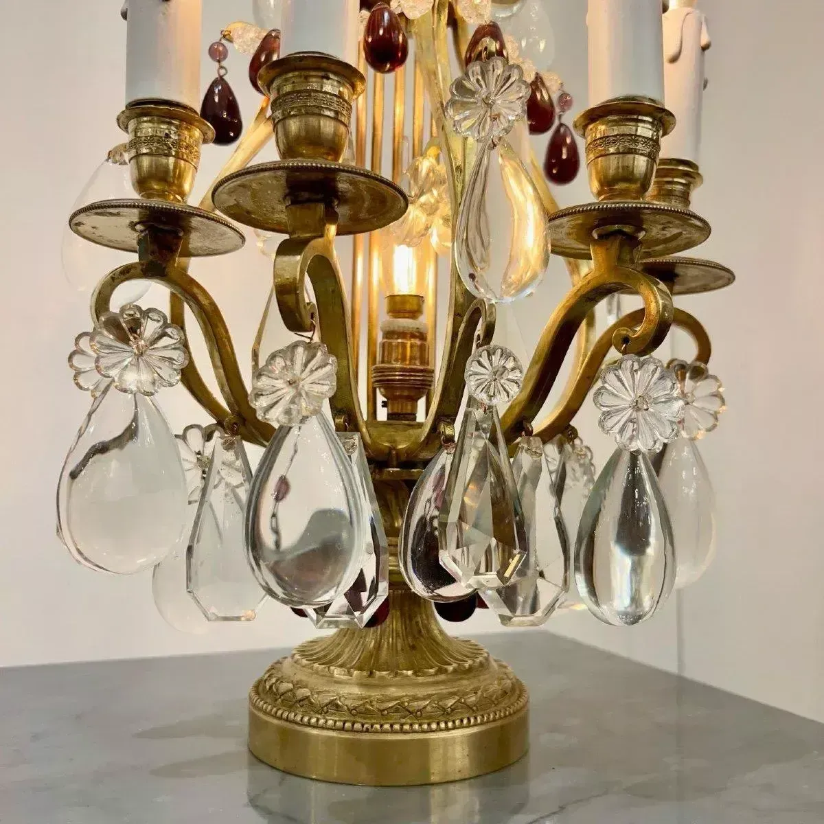Late 19th Century Pair Of Lyre Shaped Four Light Candelabras photo vinterior