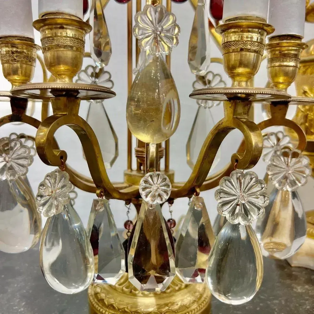 Lighting Late 19th Century Pair Of Lyre Shaped Four Light Candelabras photo