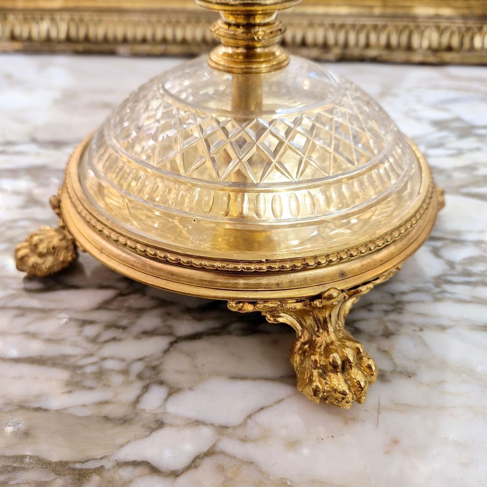 Baccarat Cut Crystal Centerpiece Mounted On Chiseled Gilt Bronze, 19th Century photo furniture