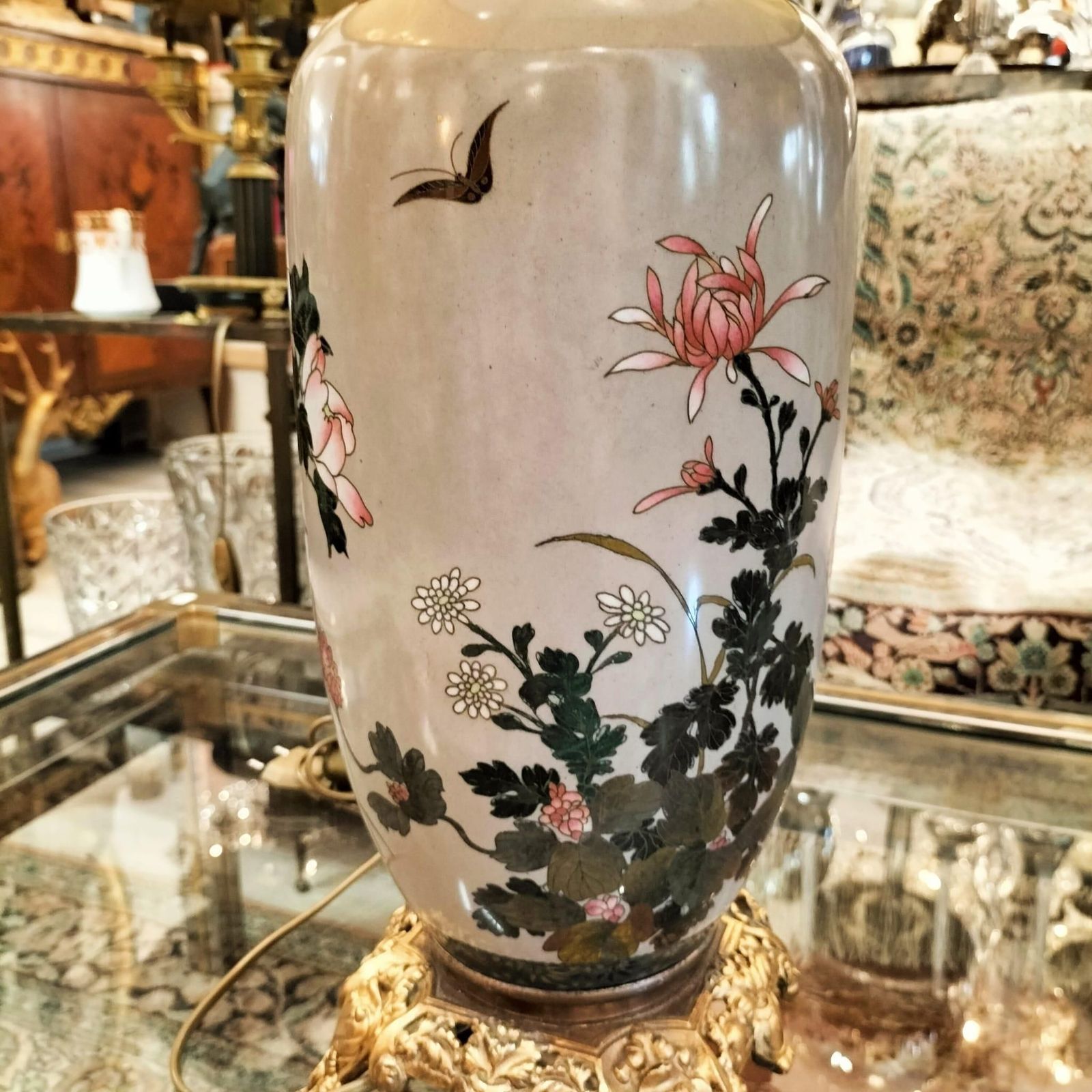 Pair Of Japanese Large Cloisonné Enamel Lamps , 19th Century photo Lighting