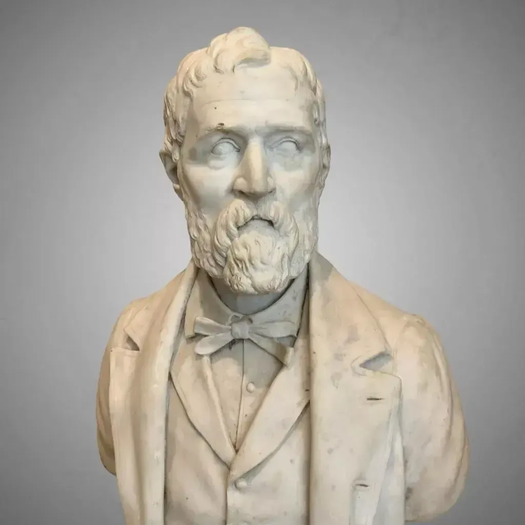 19th Century Bust Of An Aristocrat In Marble By Joseph Vallet (1841 1920) photo furniture