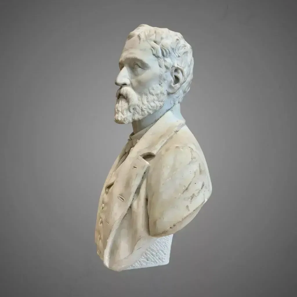 19th Century Bust Of An Aristocrat In Marble By Joseph Vallet (1841 1920) photo for sale