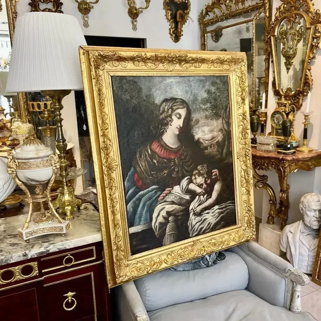 photo for sale Early 17th Century Tuscan School Oil Painting On Canvas `Virgin And Child`