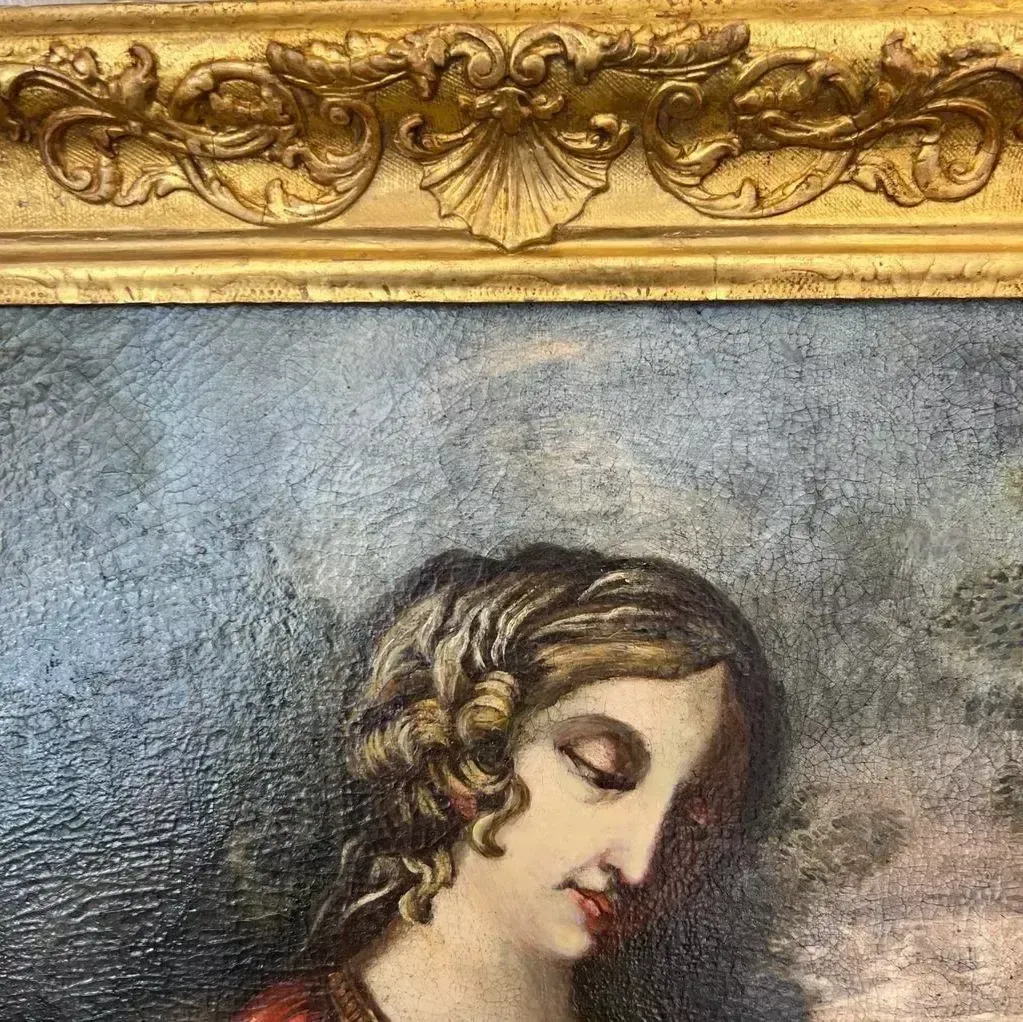 Art Early 17th Century Tuscan School Oil Painting On Canvas `Virgin And Child` photo
