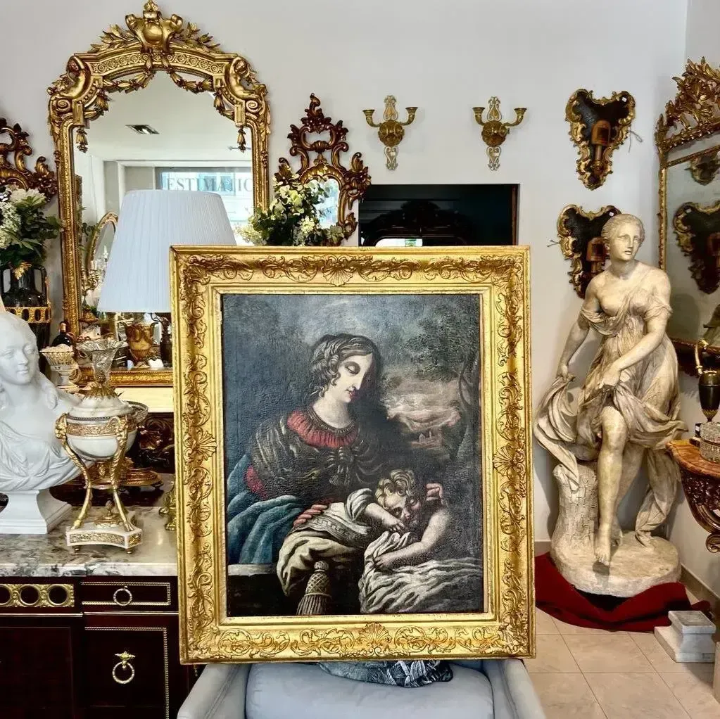 4369.0 Early 17th Century Tuscan School Oil Painting On Canvas `Virgin And Child` photo