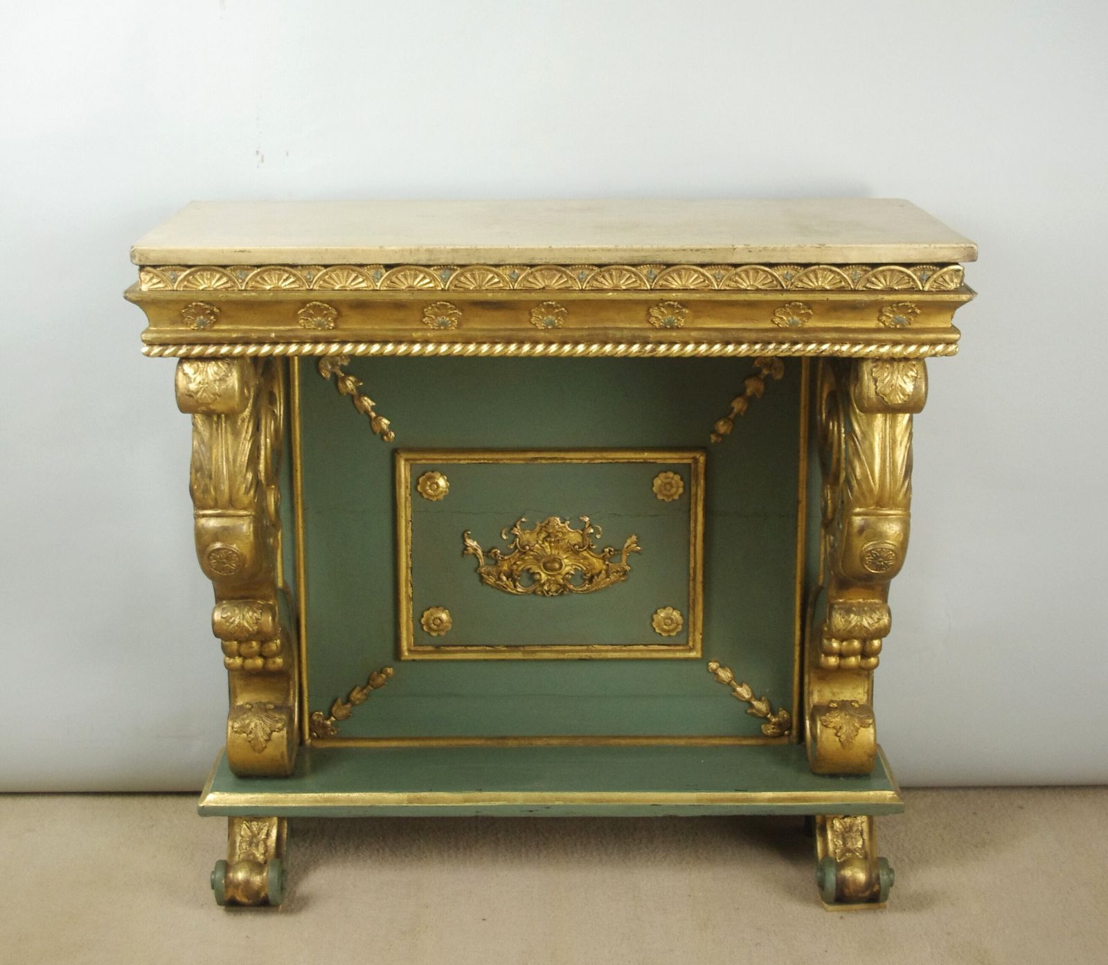 19th Century French Painted And Gilt Console With Marble Top photo for sale