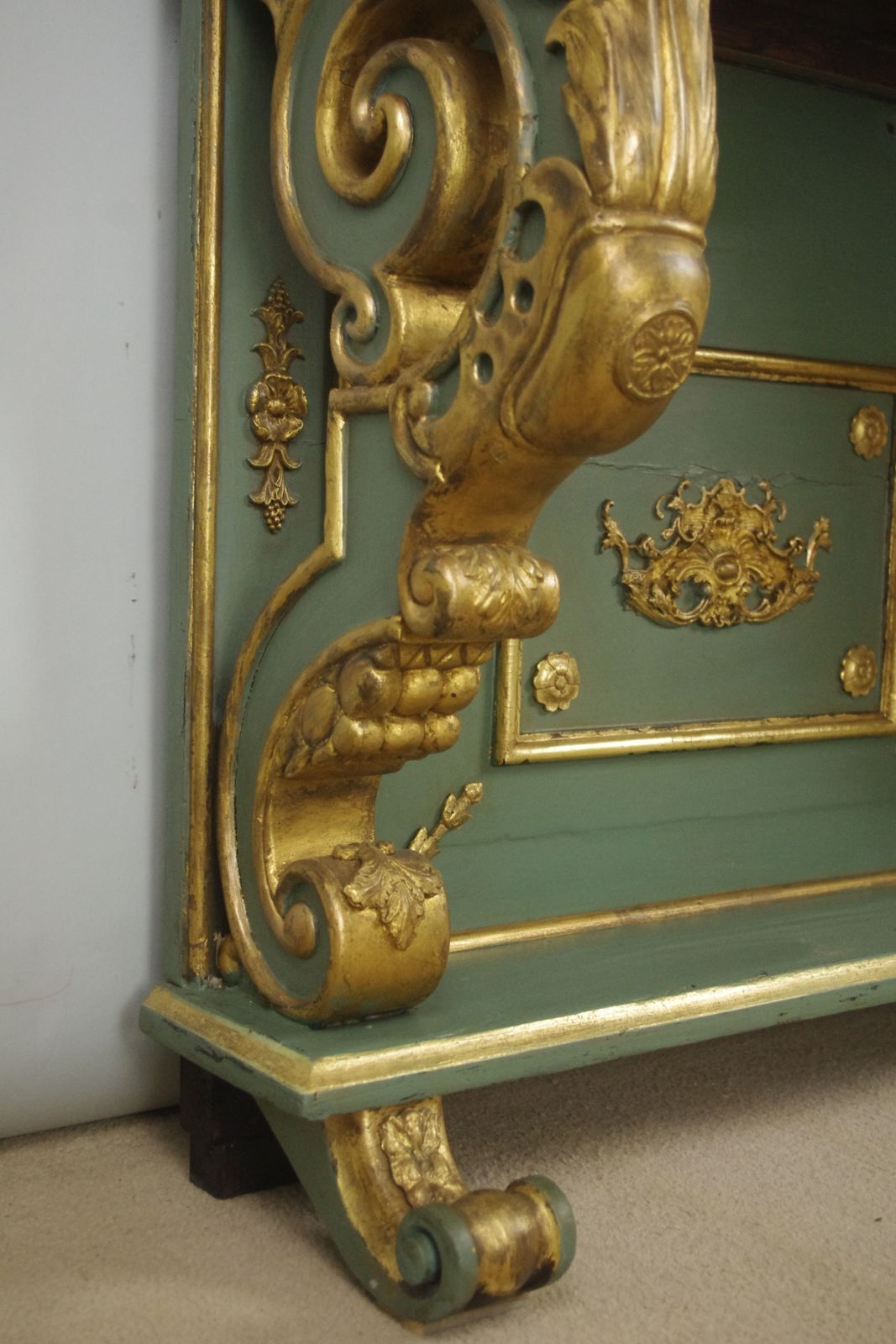 photo for sale 19th Century French Painted And Gilt Console With Marble Top