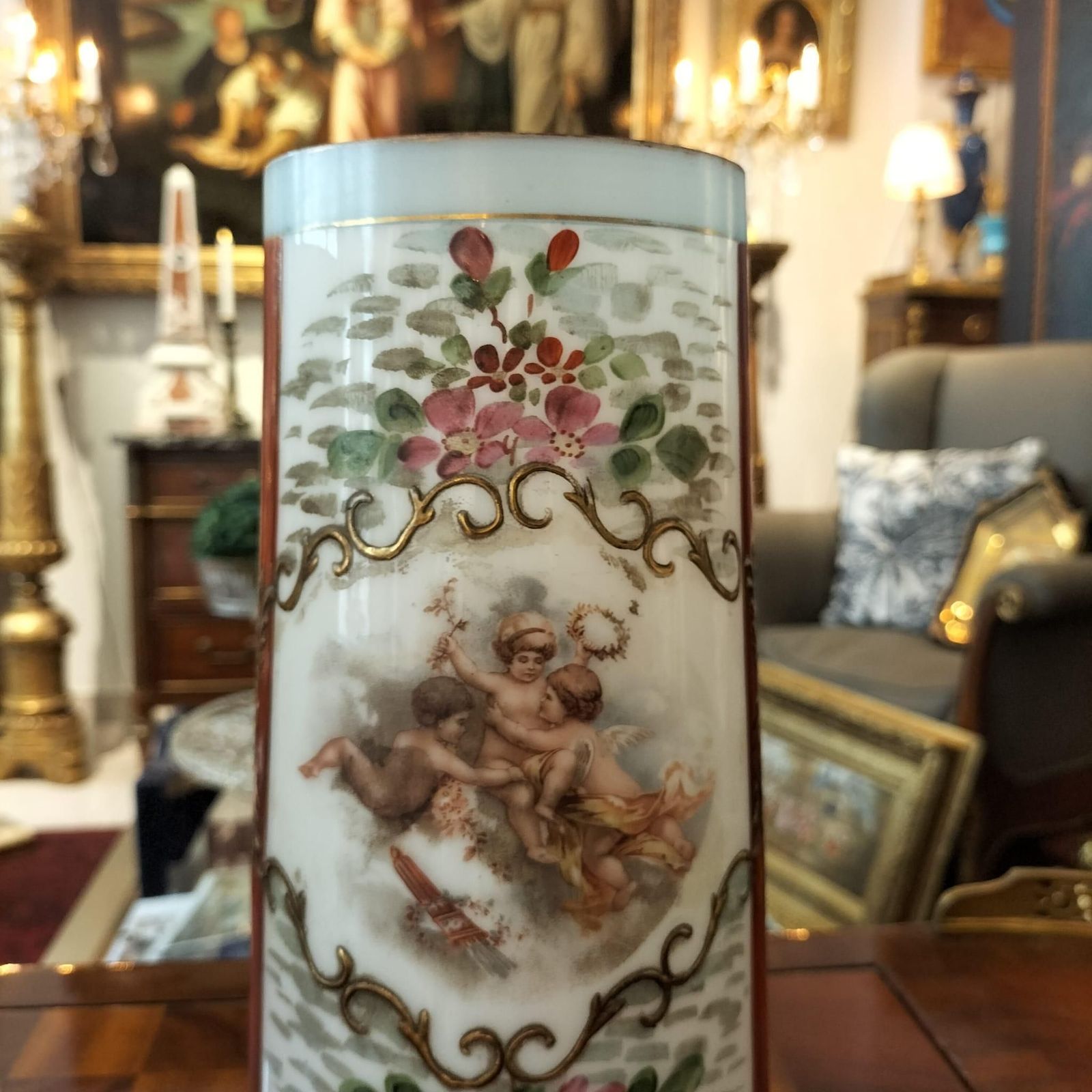 Pair Of 19th Century Vases In Opaline Glass photo for sale