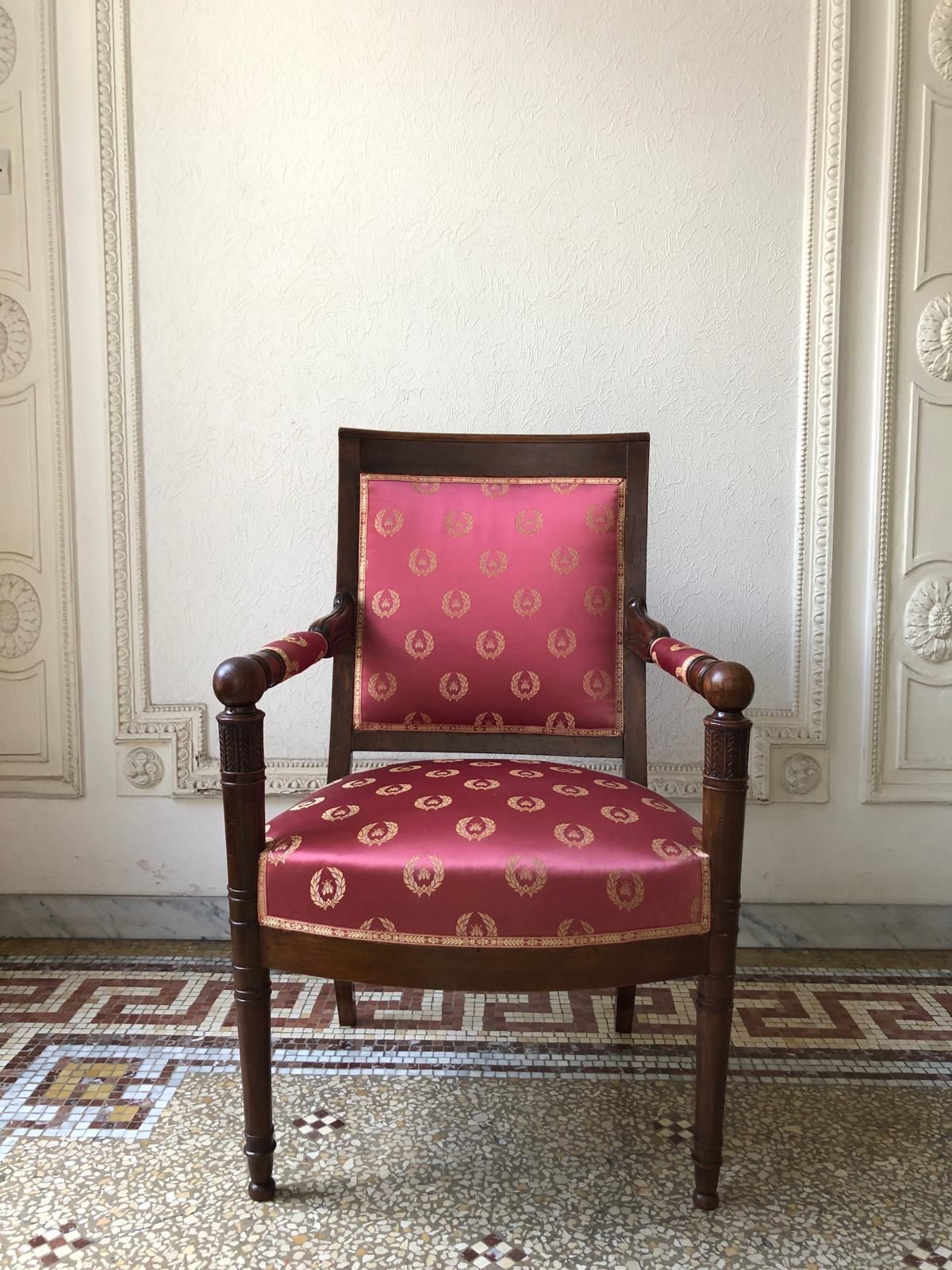 Furniture Pair Of 19th Century Armchairs From The Empire Period photo