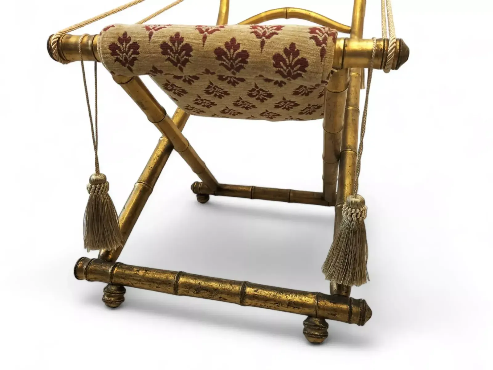 Rare 19th Century Folding Chair In Gilt Wood, Napoleon III Period photo vintage