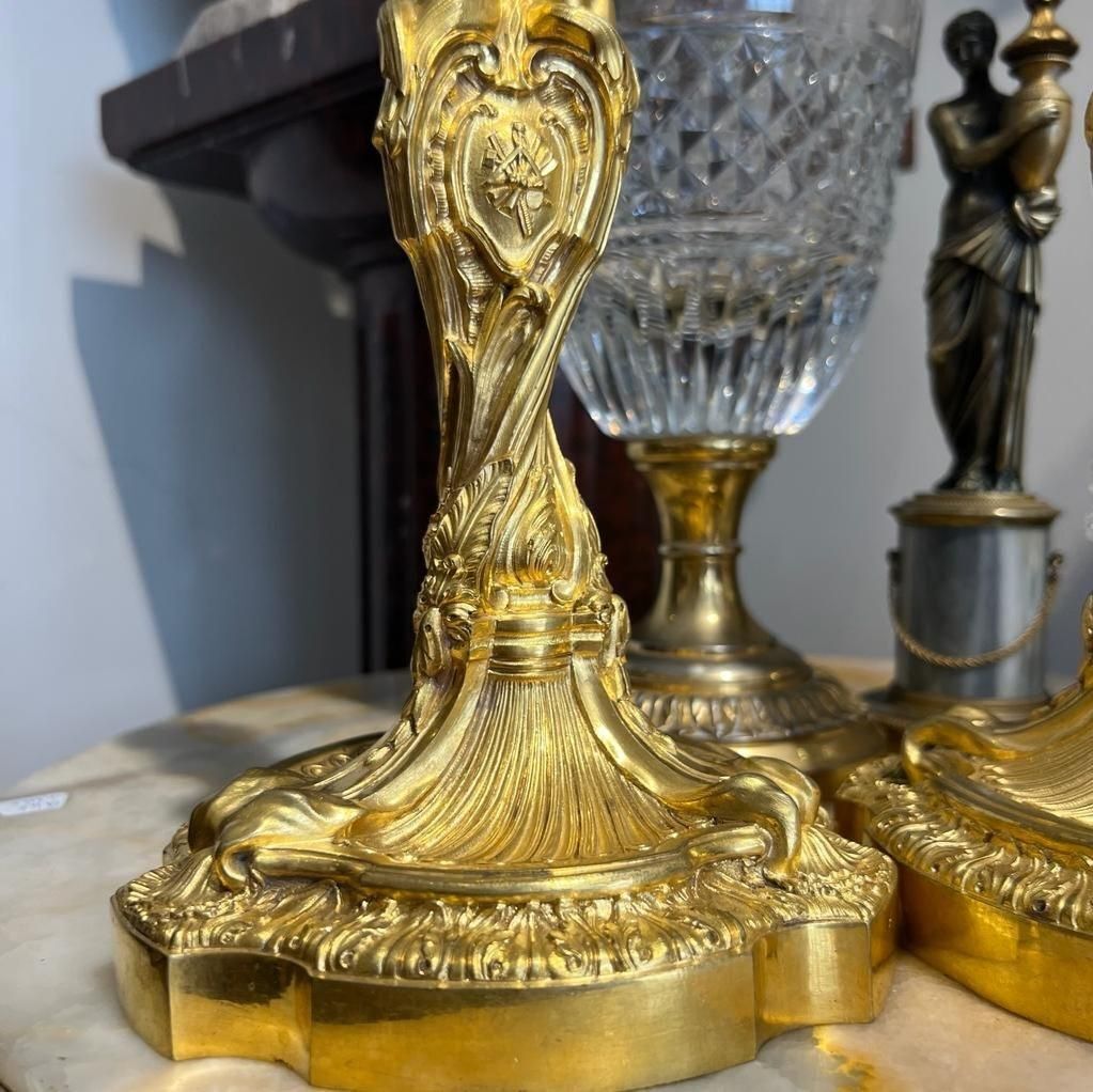19th Century Gilt Bronze Candleholders, In The Style Of Ernest Meissonier photo Home Decor