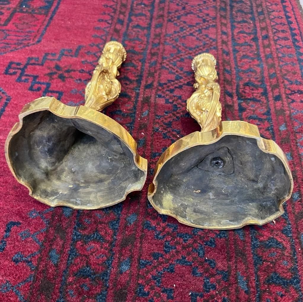 19th Century Gilt Bronze Candleholders, In The Style Of Ernest Meissonier photo vinterior
