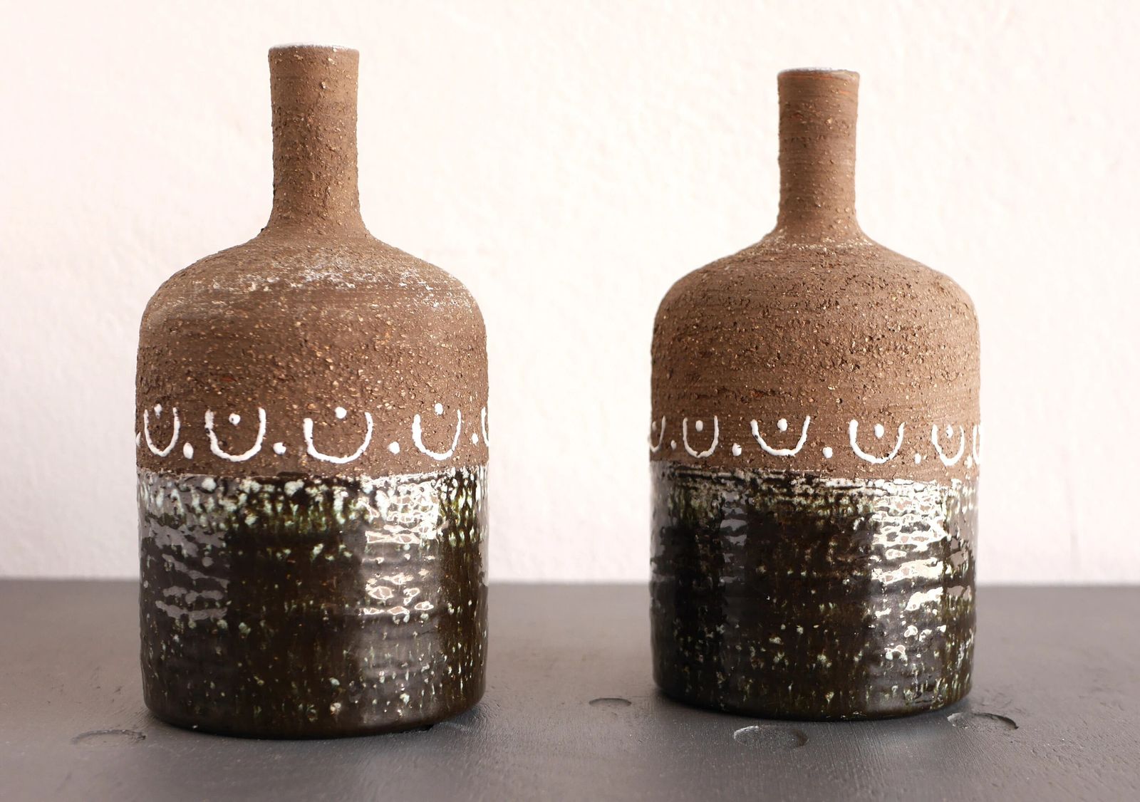 Mid Century Modern Scandinavian Brutalist Art Pottery Vases By Nittsjö Sweden photo Home Decor