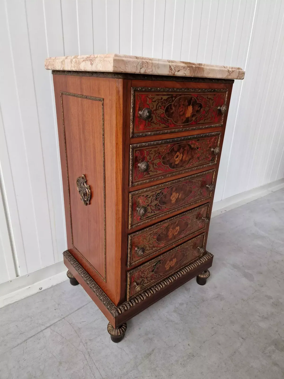 Boulle Style Chest Of Drawers, 1960s photo for sale