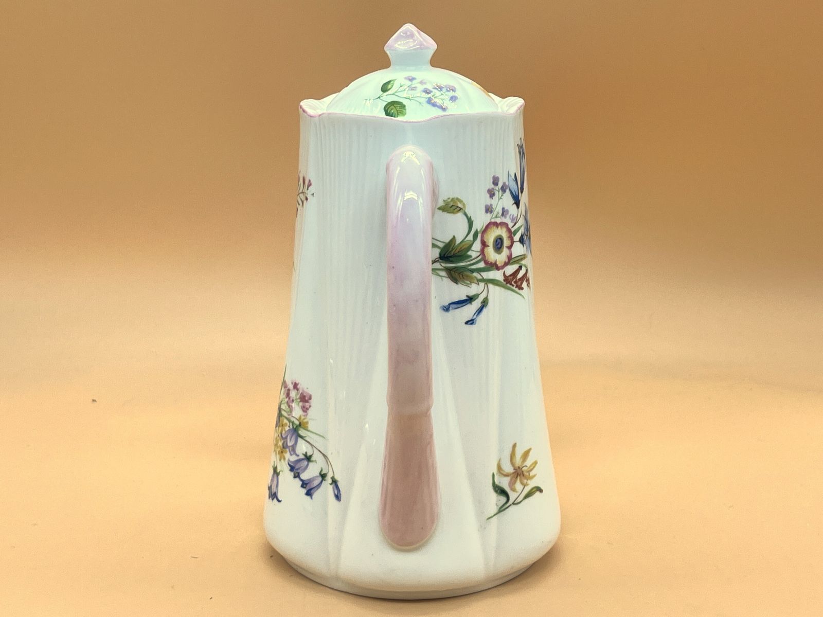 Vintage Shelley China Wild Flowers Design Dainty Shape With Pink Trim 1.25 Pint Capacity Coffee Pot. 13668. photo Home Decor