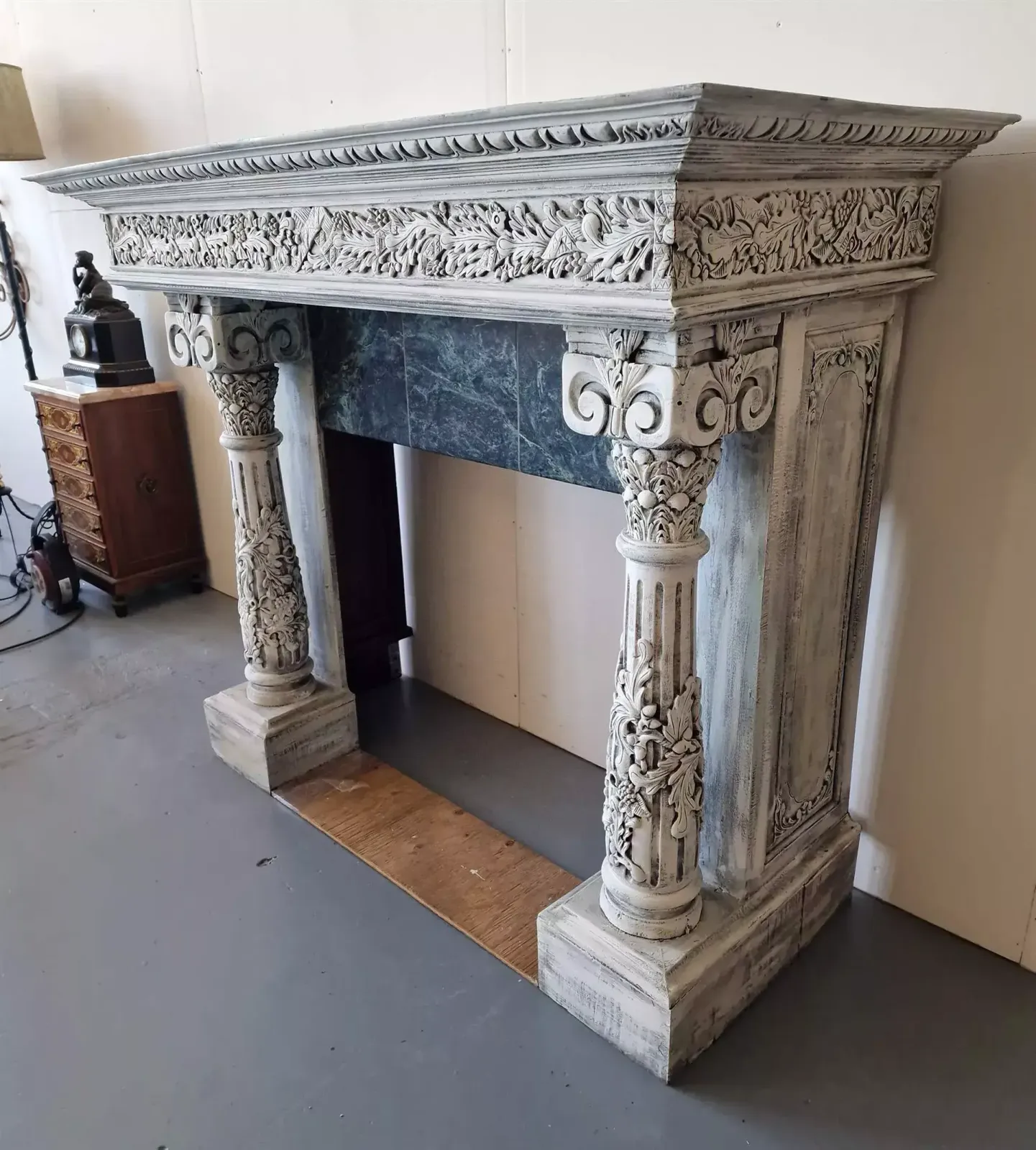 Beautifully Carved Fireplace Portal photo vintage