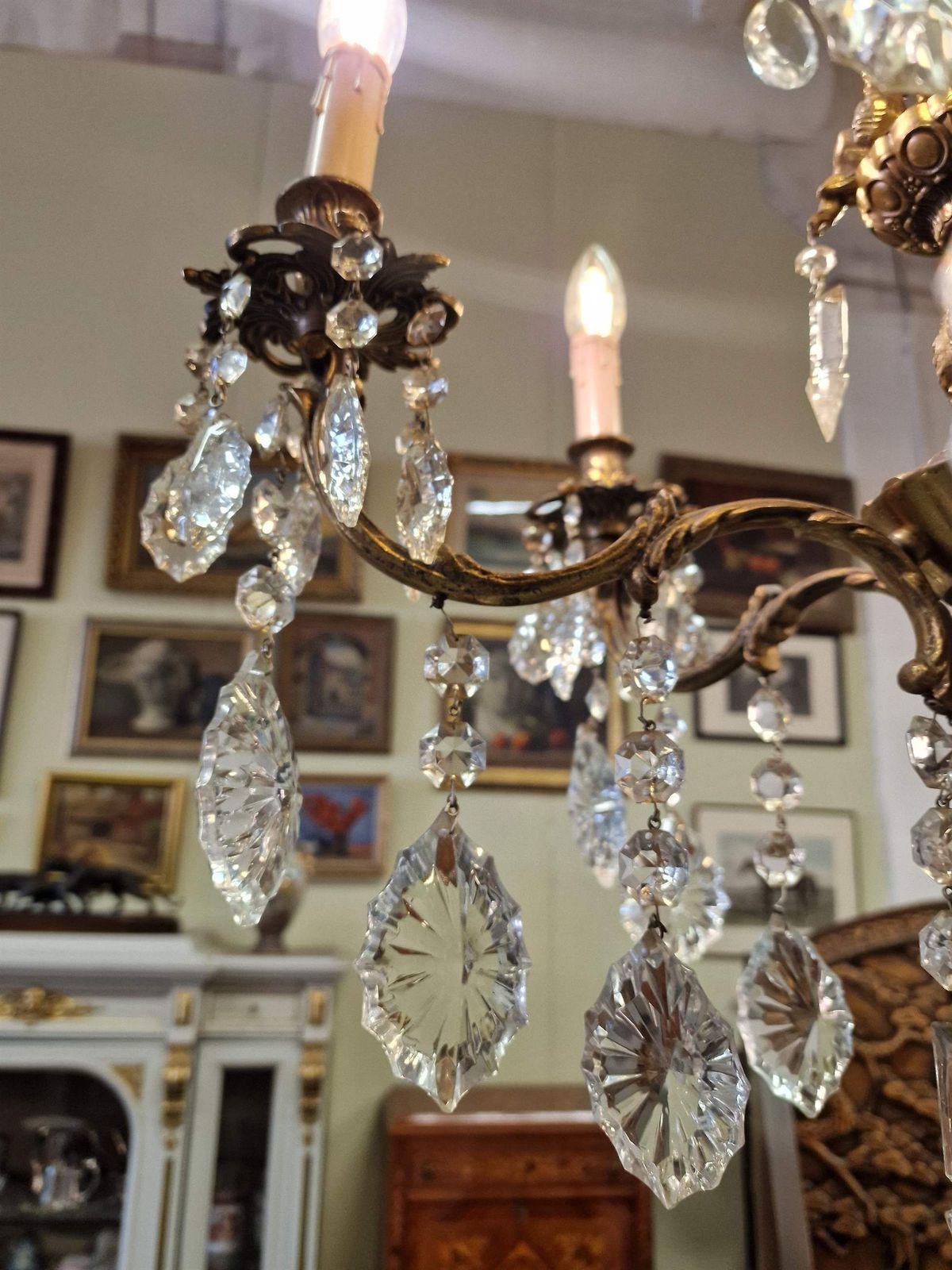 Beautiful Chandelier With Crystals .France.1960s photo for sale