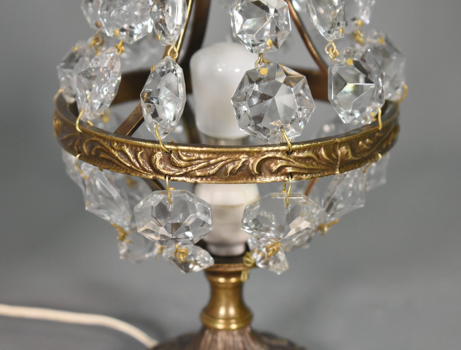 Pair Of French Mid Century Cut Glass Table Lamps Empire Style photo vintage